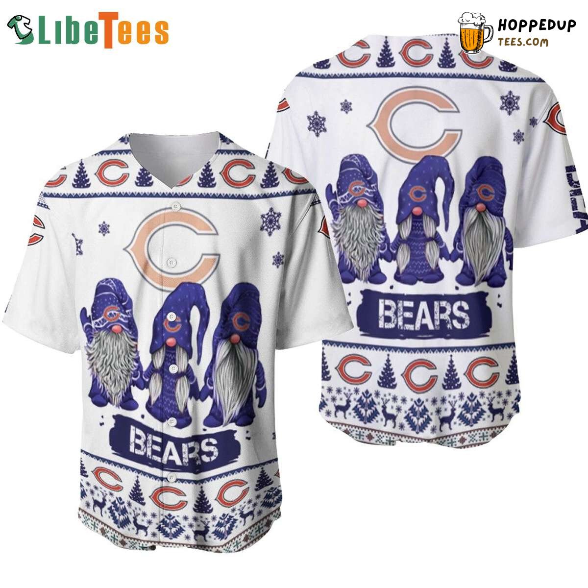 Chicago Bears Christmas Gnomes Logo Baseball Jersey Festive Gift