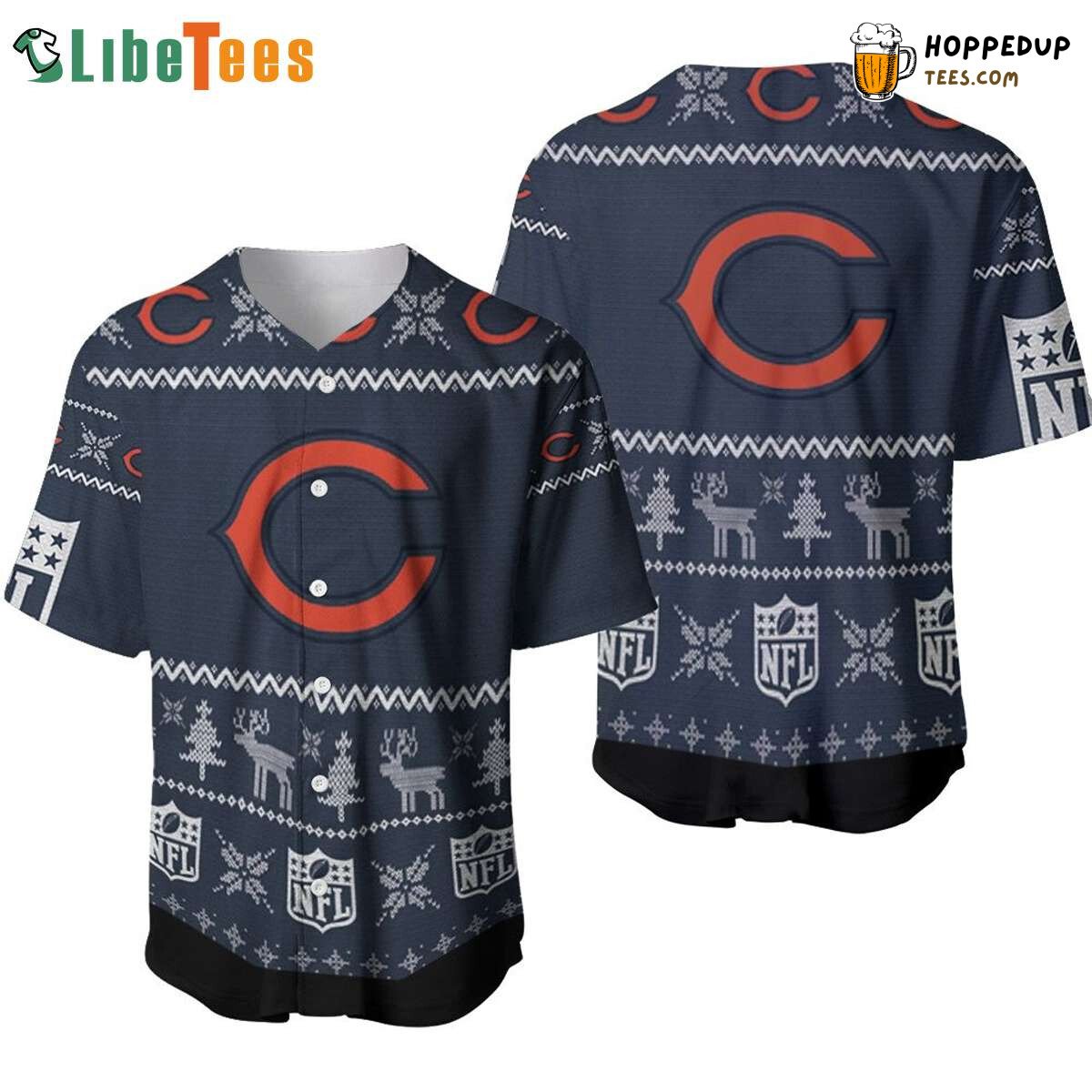 Chicago Bears Christmas Logo Pattern Baseball Jersey Holiday Cheer