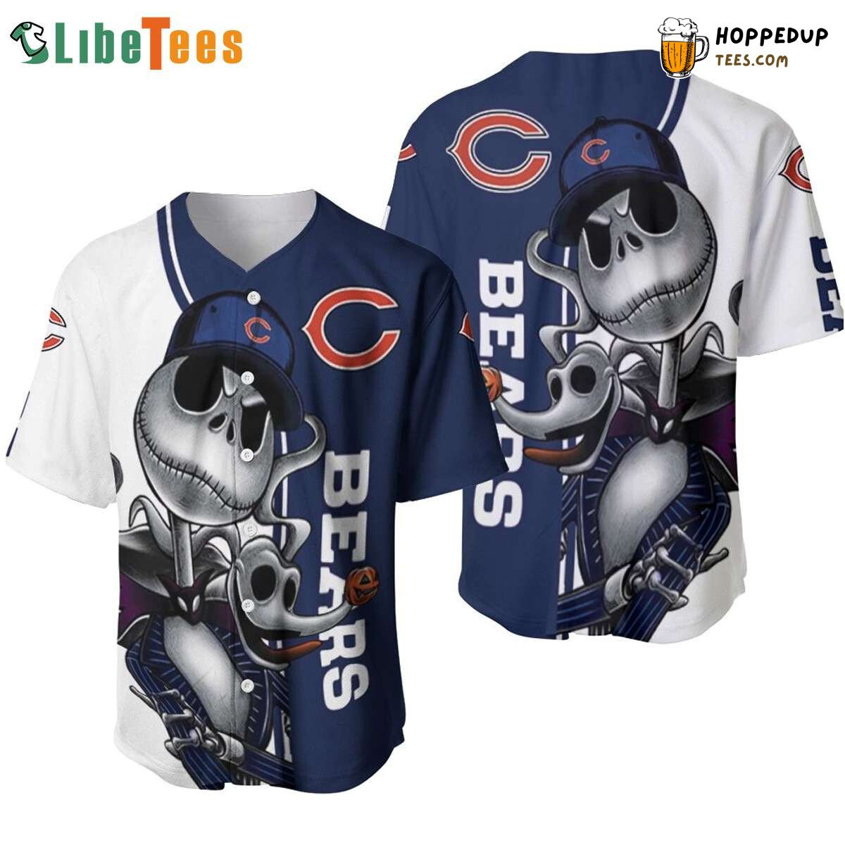 Chicago Bears Jack Skellington Zero Themed Baseball Jersey