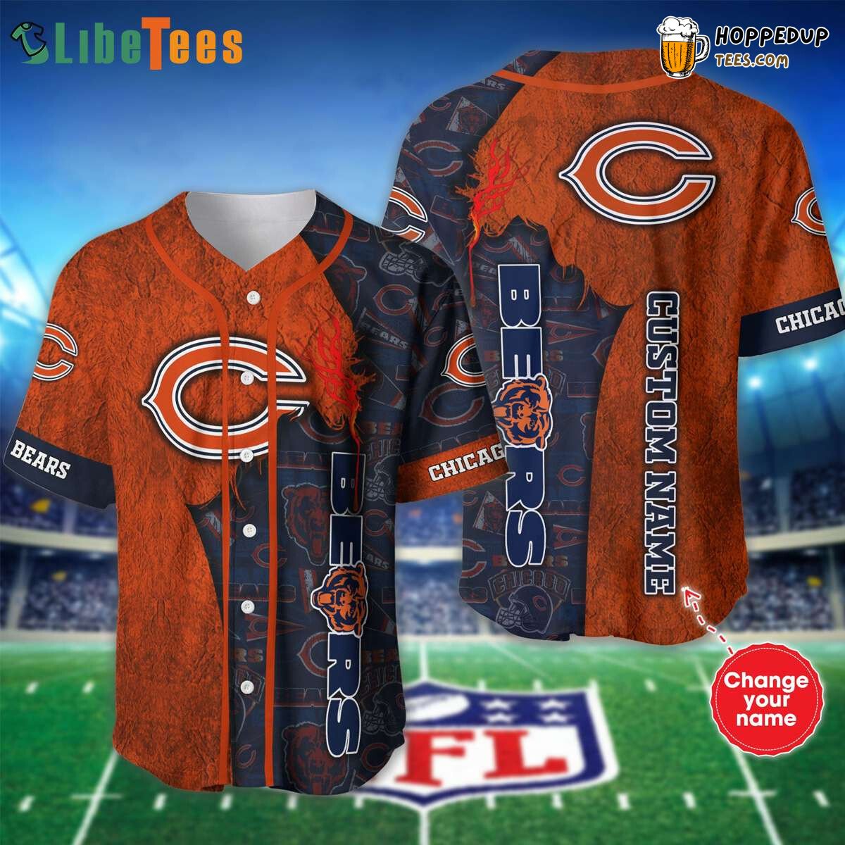 Chicago Bears Logo Pattern Stylish Baseball Jersey Gift Idea