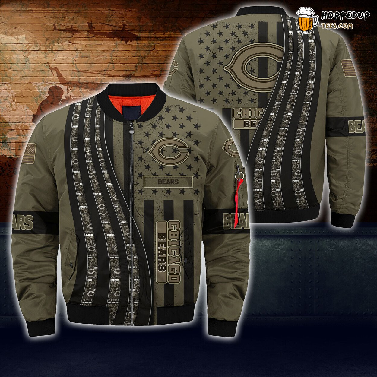 Chicago Bears NFL Camo Bomber Jacket Seasonal Exclusive Design Wear