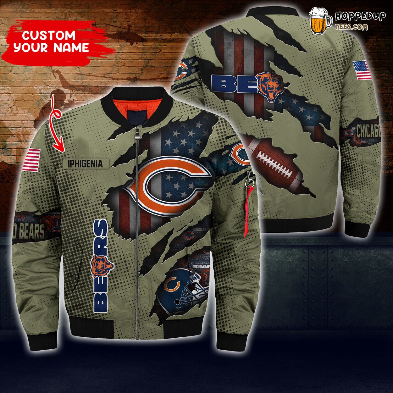 Chicago Bears NFL Custom Bomber Jacket Personal Boyfriend Premium Edition
