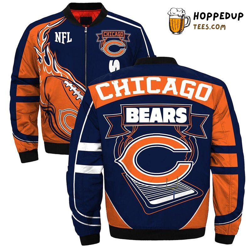 Chicago Bears NFL Prominent Big Logo Themed Bomber Jacket Fit