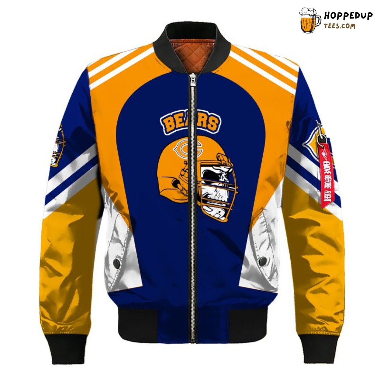 Chicago Bears NFL Skull Orange Blue Bomber Jacket Distinct Design