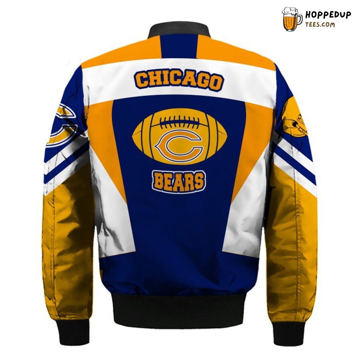 Chicago Bears NFL Skull Orange Blue Bomber Jacket Distinct Design