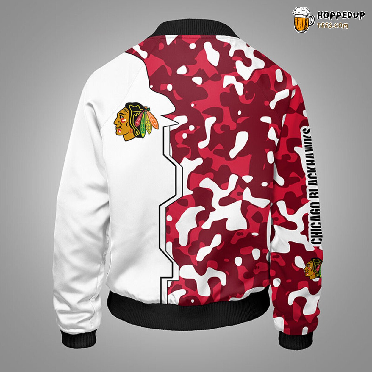 Chicago Blackhawks NHL Camouflage Red Distinct Bomber Jacket Stylish Design