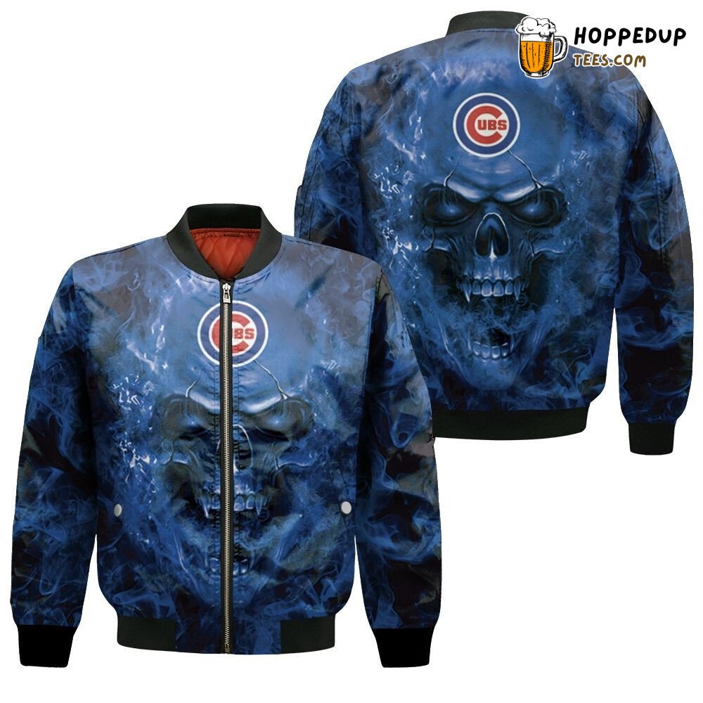 Chicago Cubs MLB Skull Emblem Supporter Bomber Jacket Look