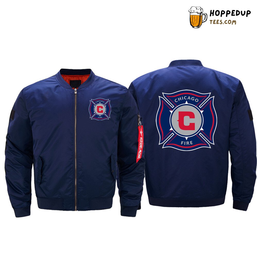 Chicago Fire MLS Authentic Navy Support Bomber Jacket Look