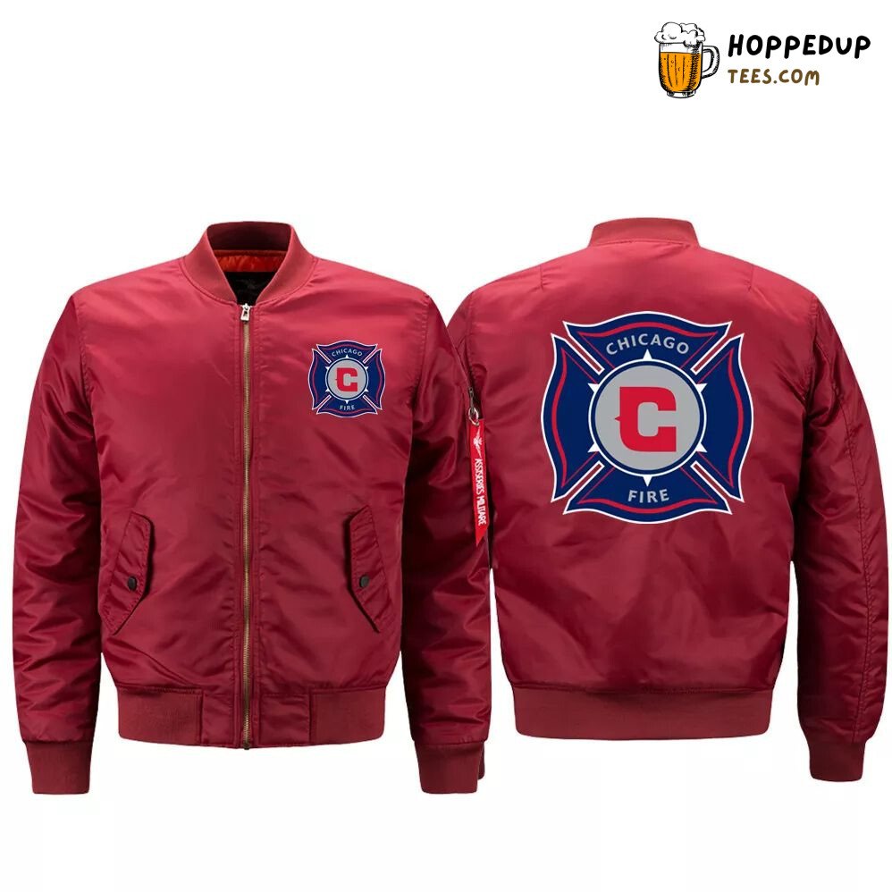 Chicago Fire MLS Fiery Red Fanbase Bomber Jacket Classic Style