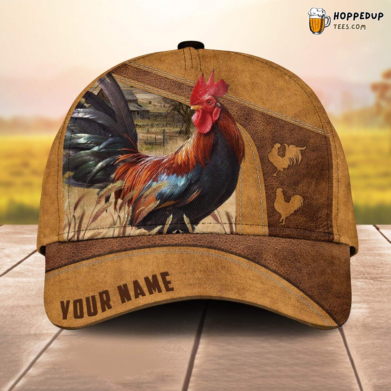Chicken 3D Custom Cap All Over Print Baseball Farm Animal Lover Leather Pattern