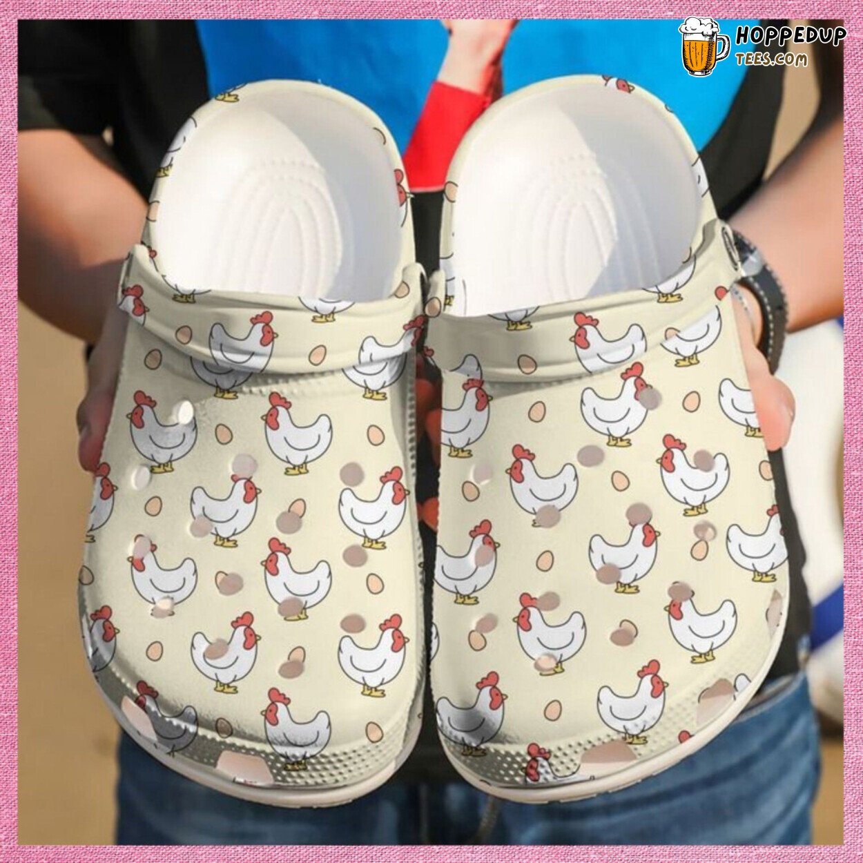 Chicken And Egg Design Themed Rubber Clog Shoes Comfy Footwear for Fans