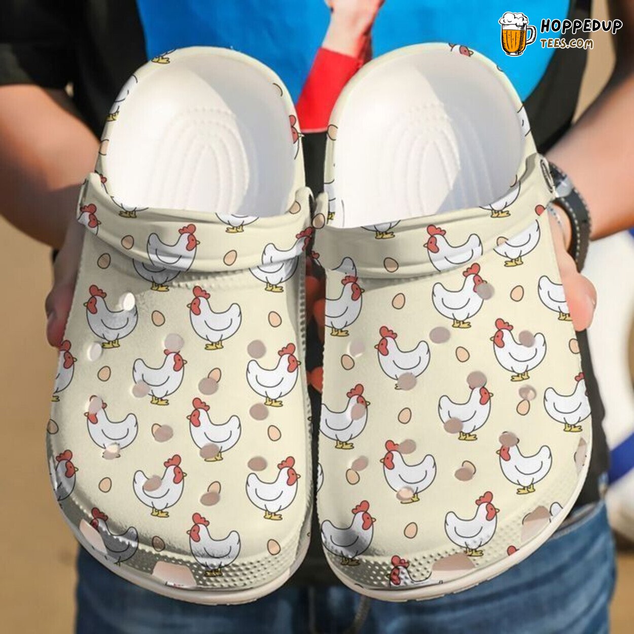 Chicken And Egg Themed Classic Comfortable Clogs Shoes Unique Farm Style