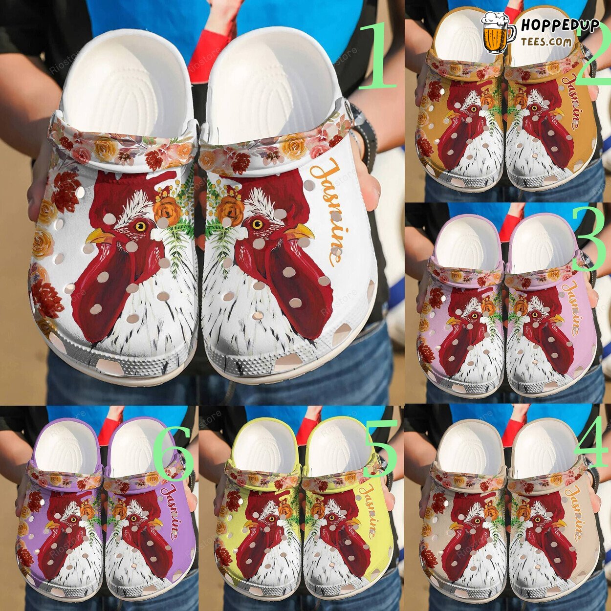 Chicken Clog Personalized Floral Design Crocbland Clogs Mom Daughter Gift