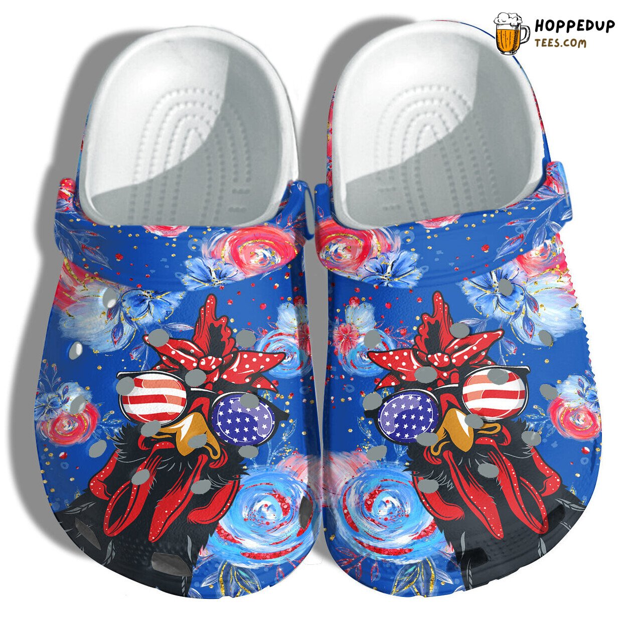 Chicken Flower America Flag Women Funny 4th July Shoes Birthday Gift