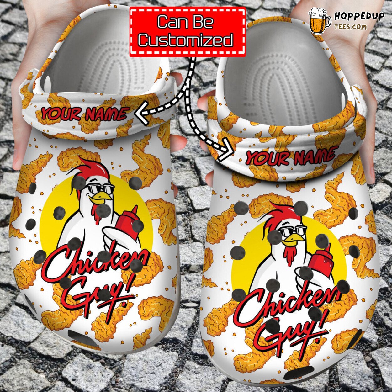 Chicken Guy Themed Fun Unique Comfortable Clog Shoes Design