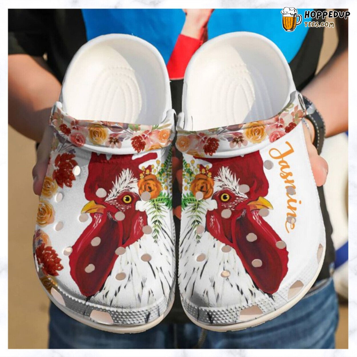 Chicken Personalized Floral Lover Gift Comfortable Rubber Clogs Shoes