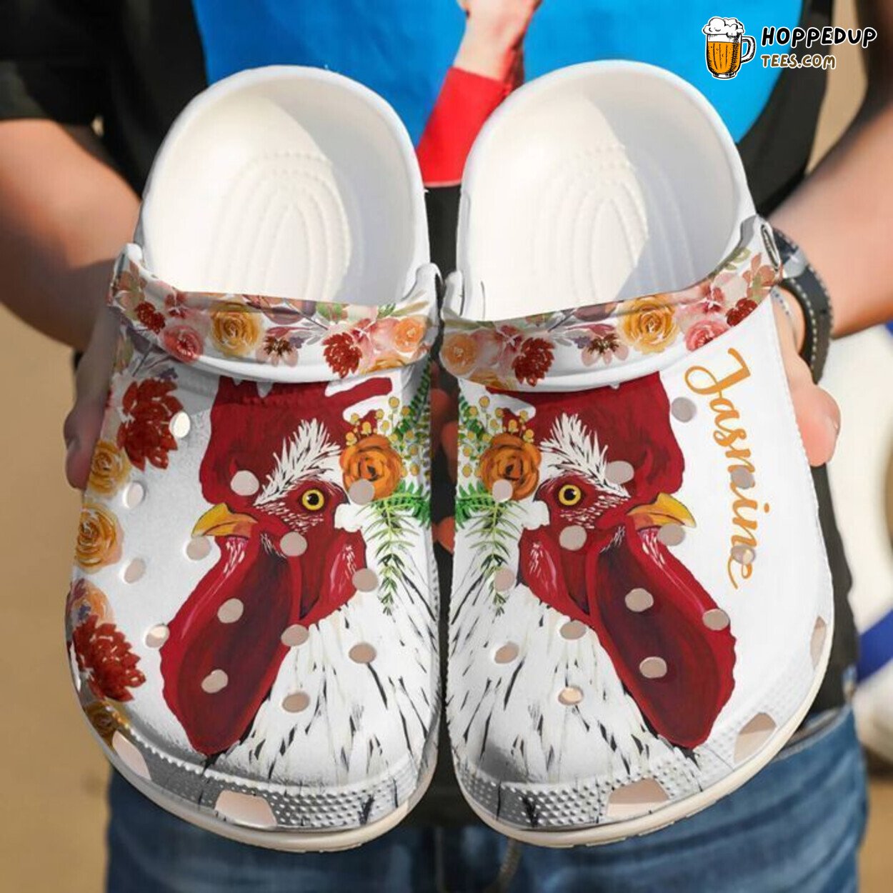 Chicken Personalized Floral Theme Classic Comfortable Clogs Shoes Unique Gift