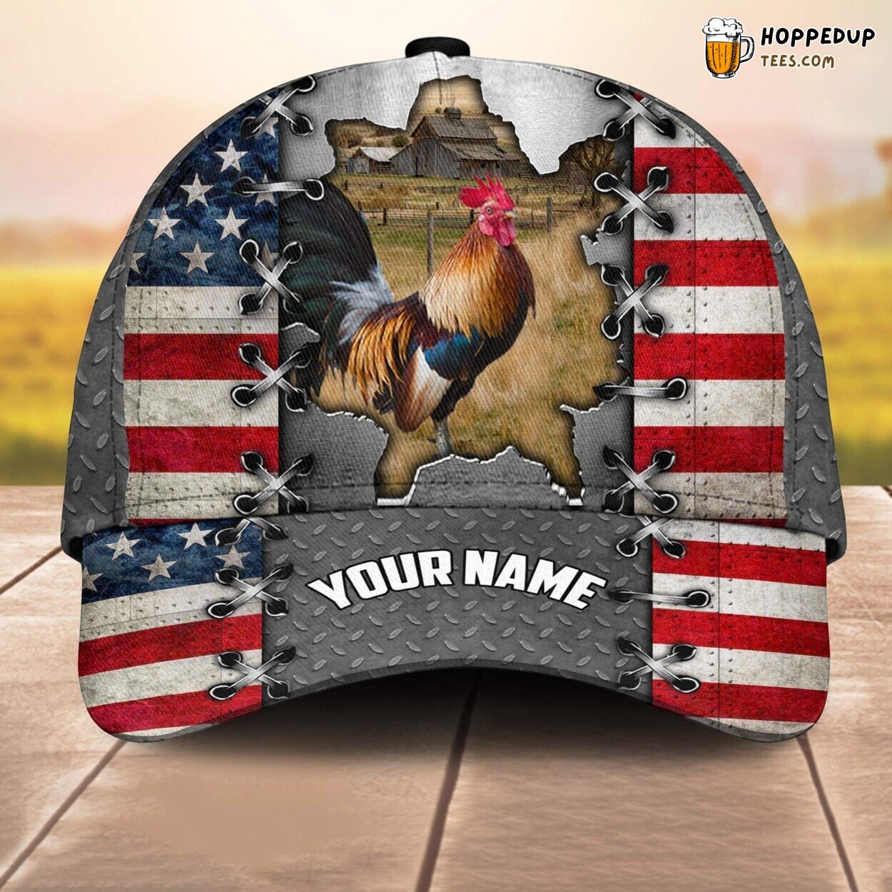 Chicken US Flag Special Name 3D Cap Baseball Design Farm Lovers Leather Animal