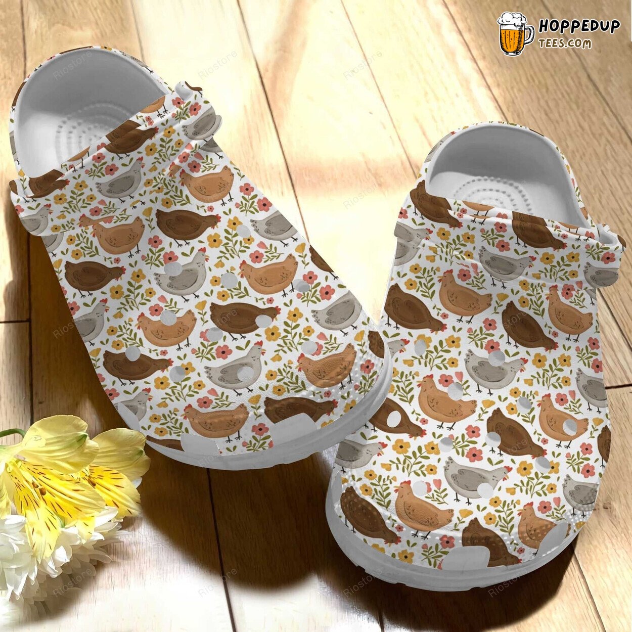 Chickens In Garden Croc Flower Theme Shoes Mother’s Day Clog Gifts