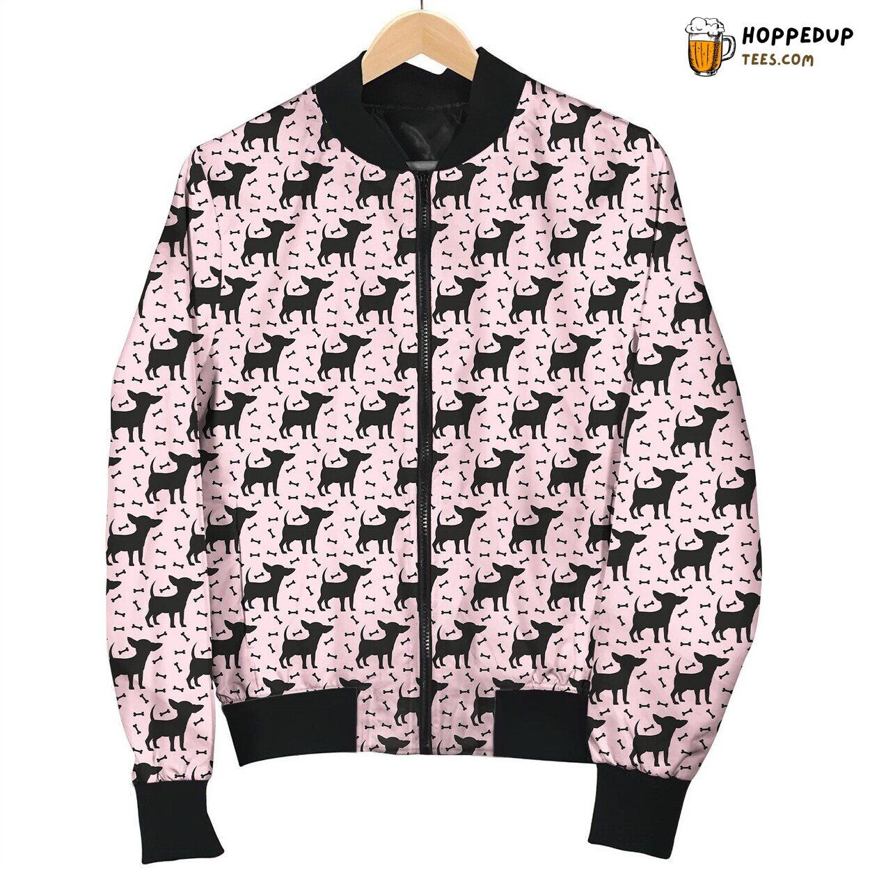 Chihuahua Black Pink Bomber Jacket