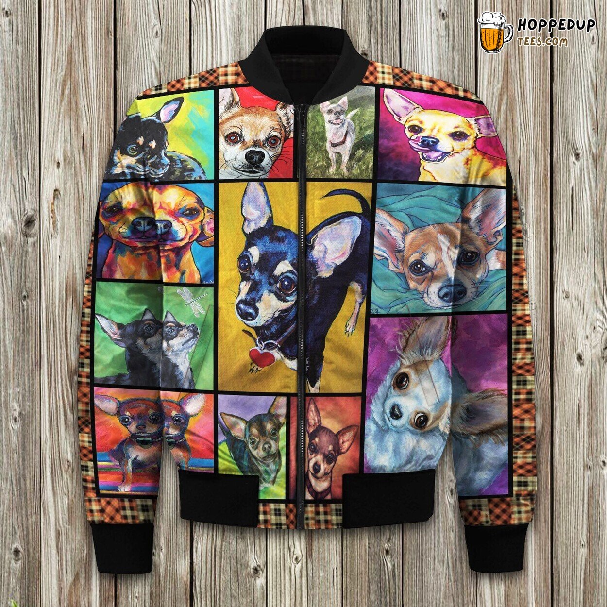 Chihuahua Dog’s Cute Pose Bomber Jacket Winter’s Tiny Canine Fashion Charm
