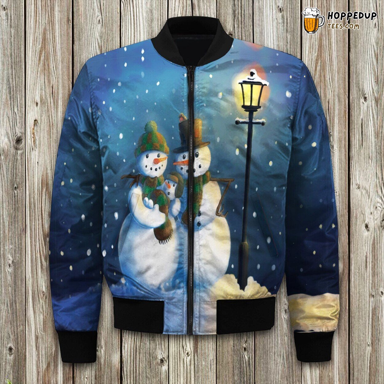 Chilly Joy Snowman Family Winter Bomber Jacket Festive Design Statement