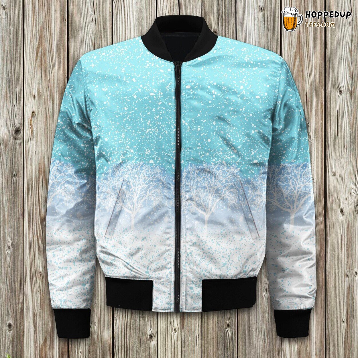 Chilly Scenery Winter Wonder Winter Bomber Jacket Frosty Delight