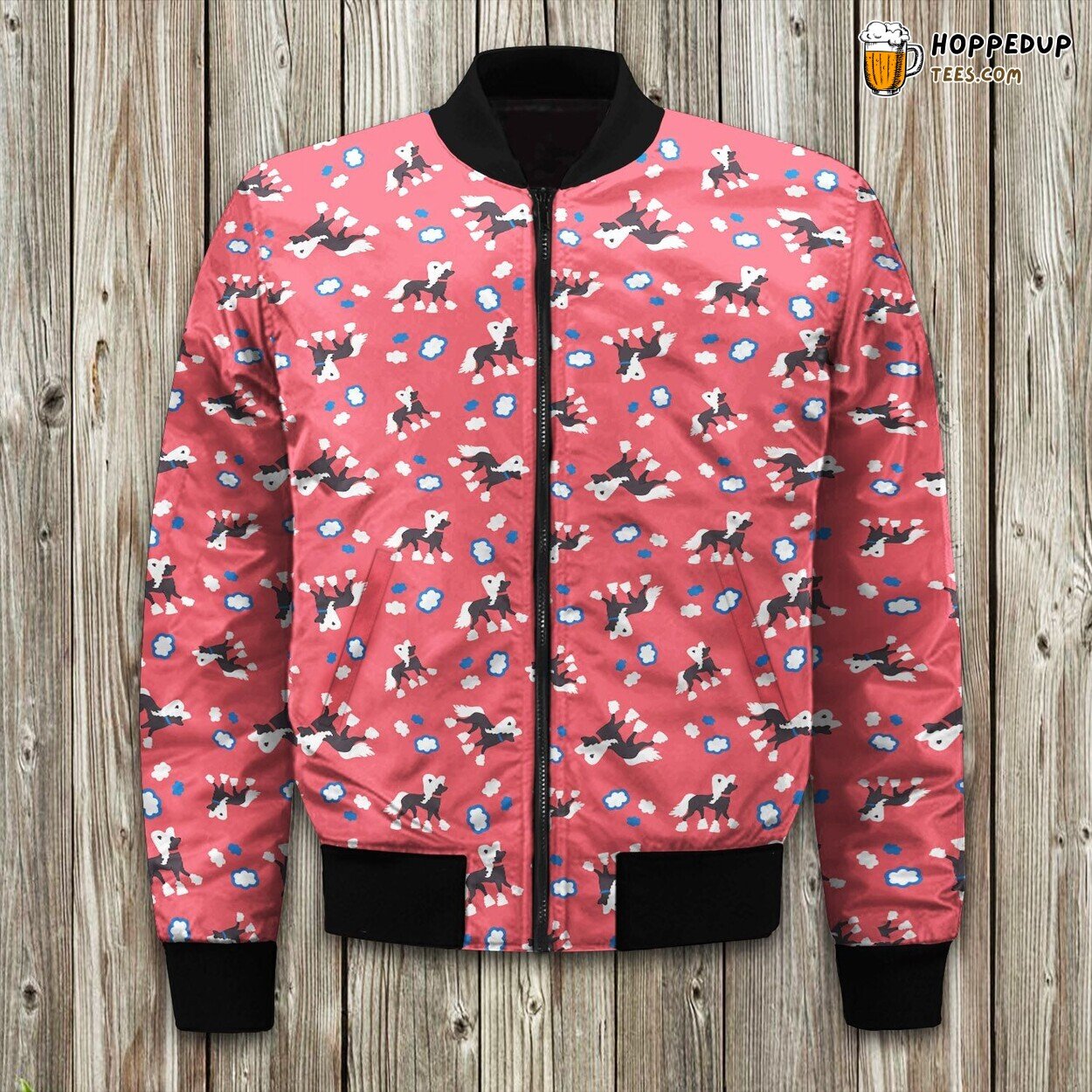 Chinese Crested Dog Design Winter Bomber Jacket Unique Breed Style