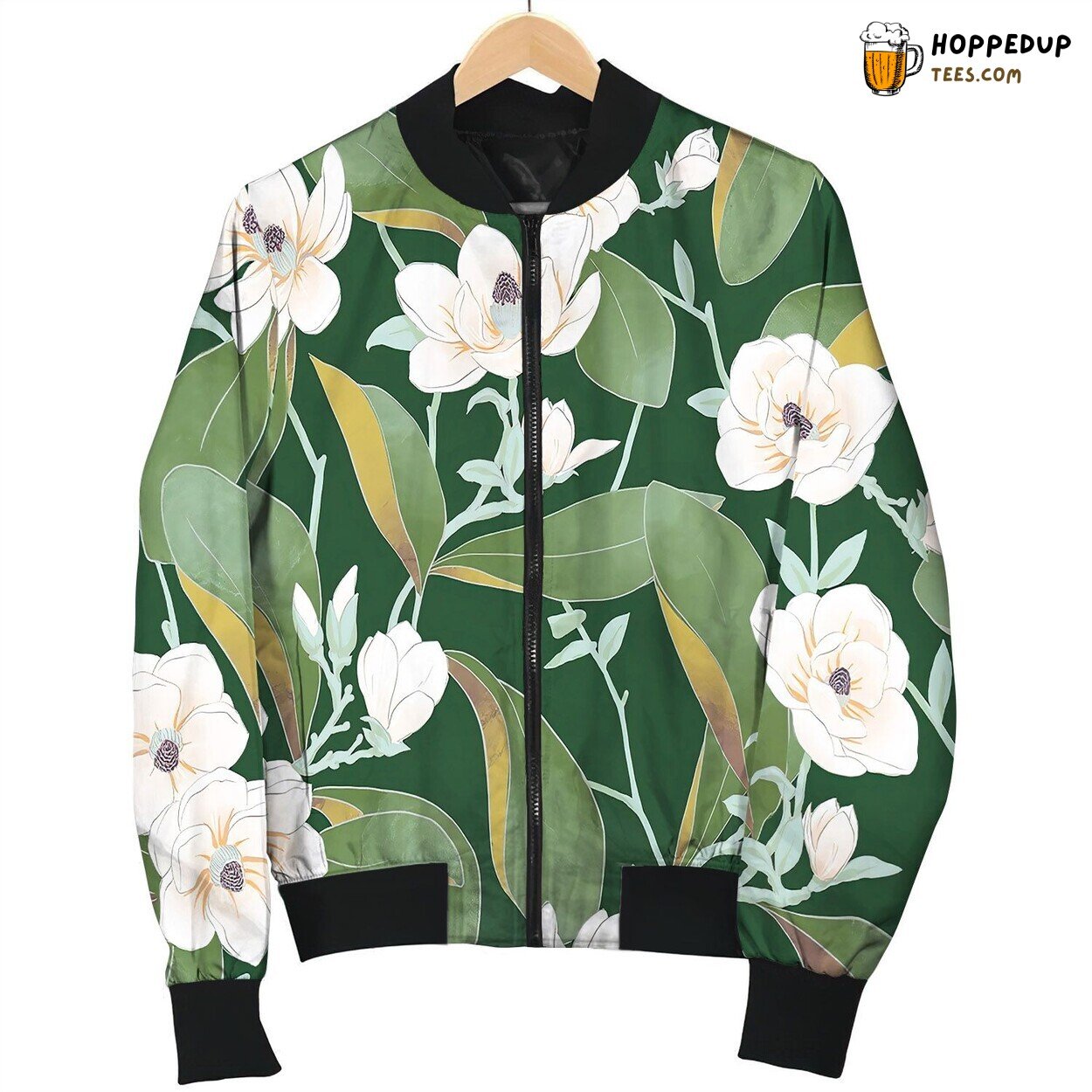 Chinoiserie Jade Magnolias Bomber Jacket