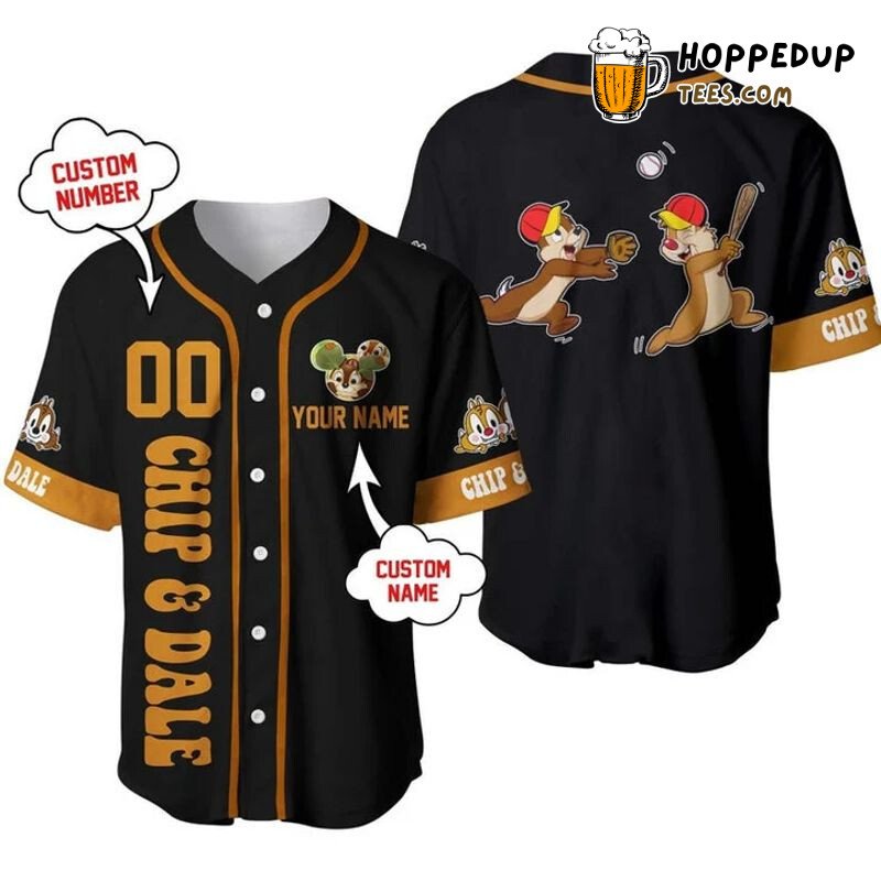 Chip & Dale Baseball Black Personalized Unisex Jersey Graphic