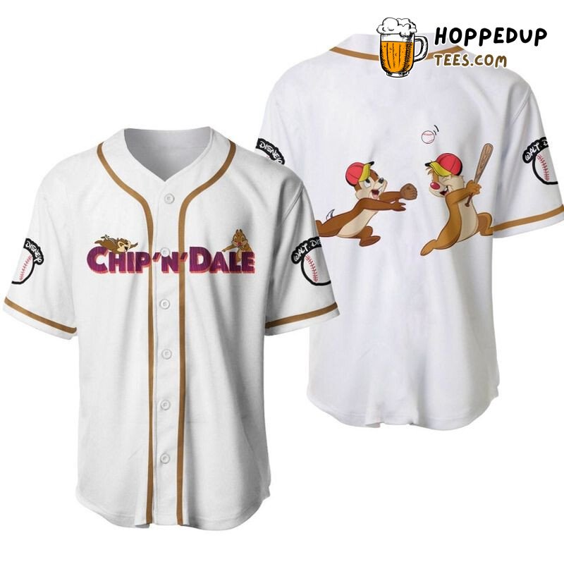 Chip & Dale Disney Cartoon White 3D Print Unisex Baseball Jersey