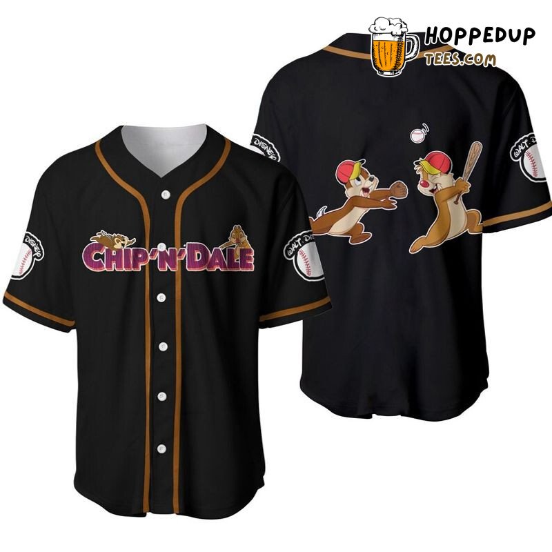 Chip Dale Black Cartoon 3D Print Baseball Jersey Unisex Style