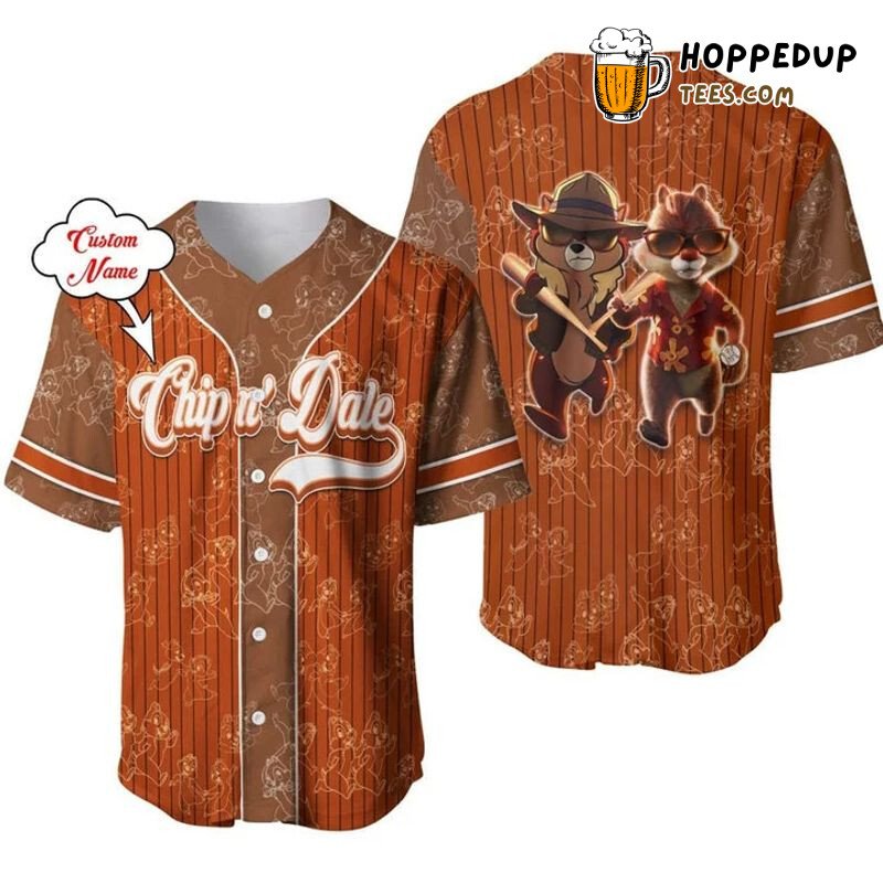 Chip N’ Dale Brown Pattern 3D Pinstripe Baseball Jersey Unisex