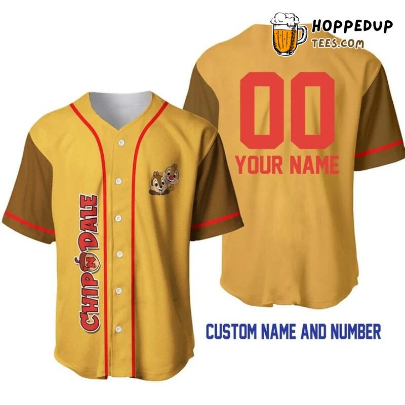 Chip ‘n’ Dale Gold Brown 3D Print Personalized Baseball Jersey