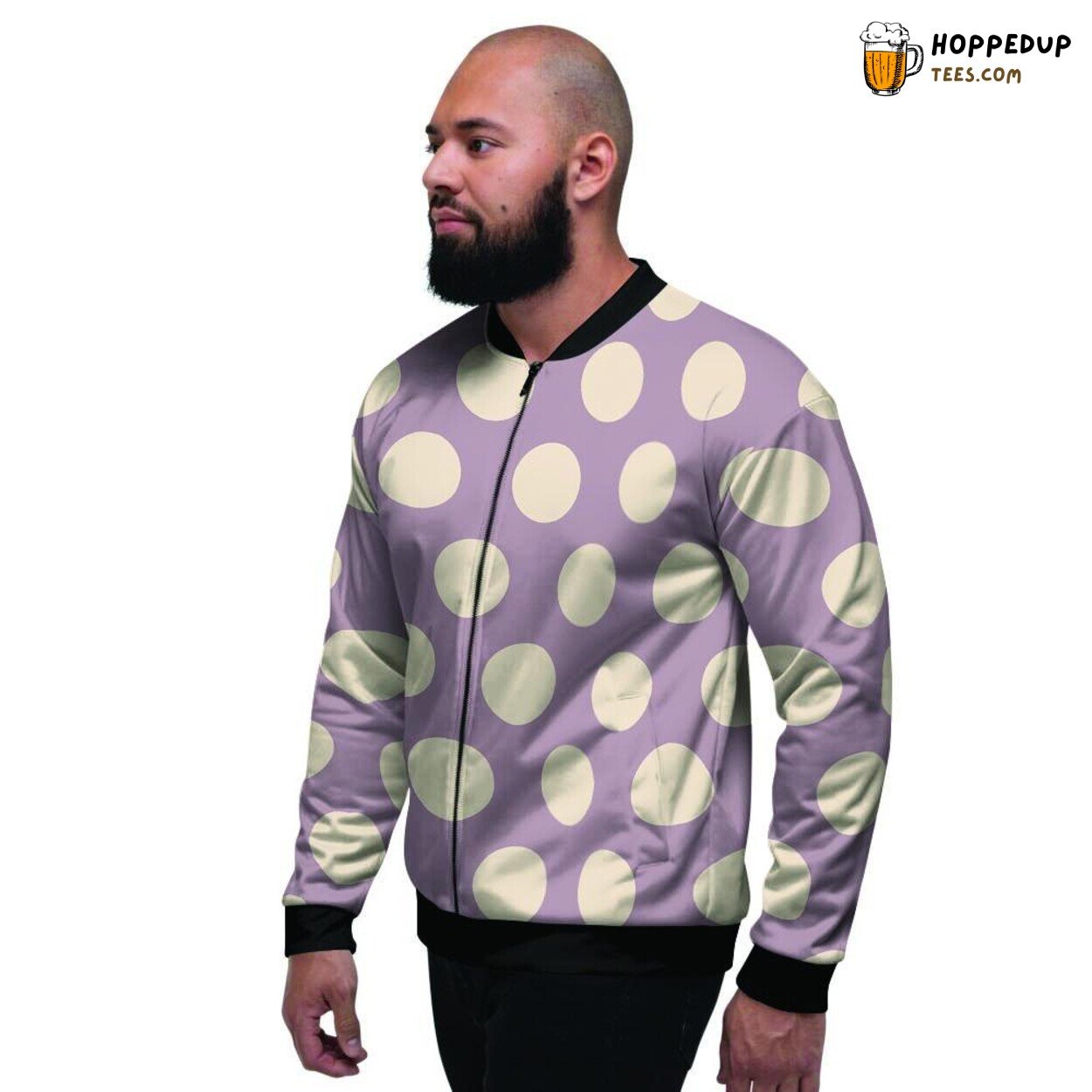 Chocolate Brown Polka Dot Display Men’s Bomber Jacket Classic Pattern Elegance