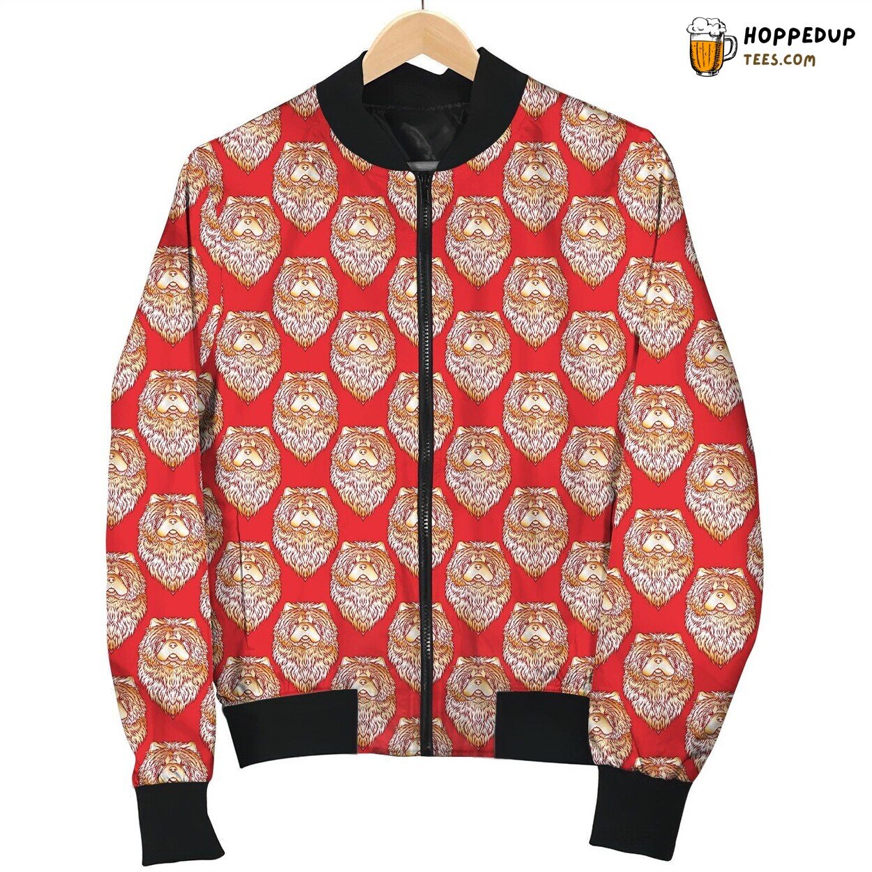 Chow Chow Red Background Bomber Jacket