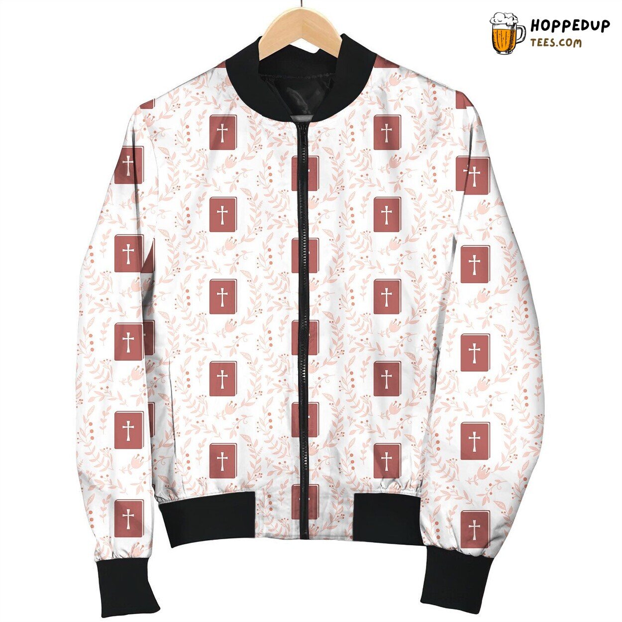 Christian Cross Bible Floral Bomber Jacket