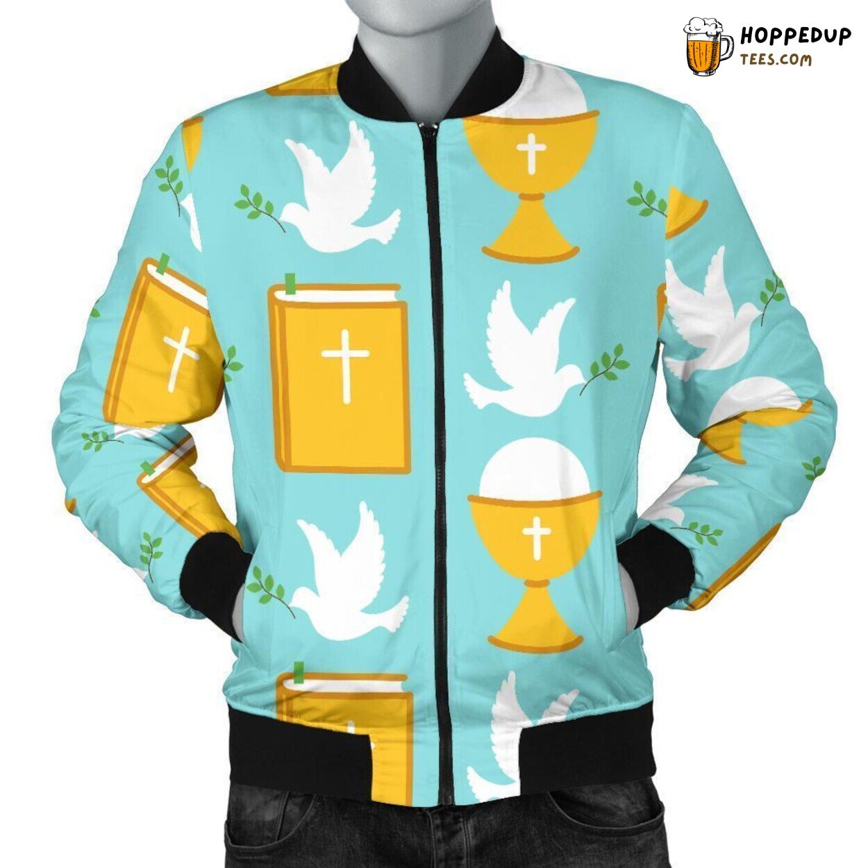 Christian Dove’s Peaceful Message Men’s Bomber Jacket Unique Pattern Art