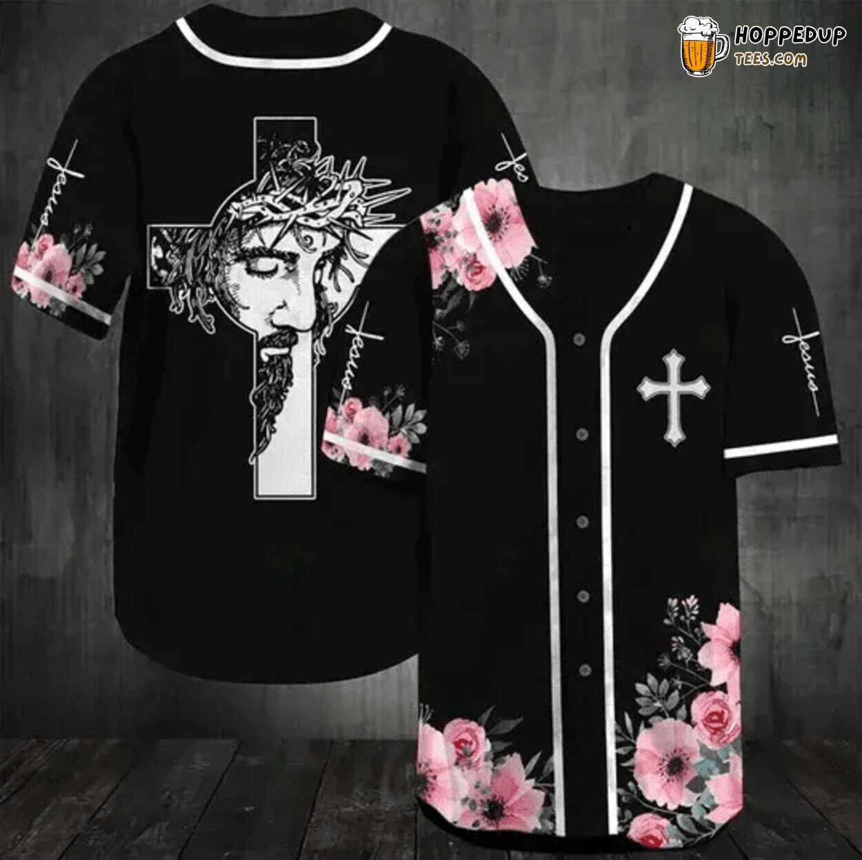 Christian Jesus God Flower Baseball Tee Jersey Shirts 3D