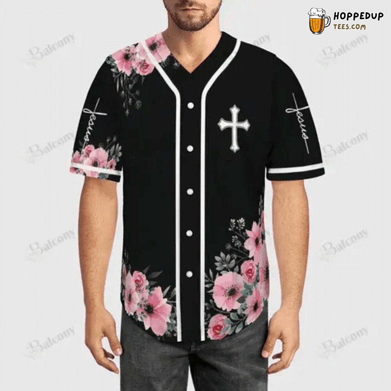 Christian Jesus God Flower Baseball Tee Jersey Shirts 3D