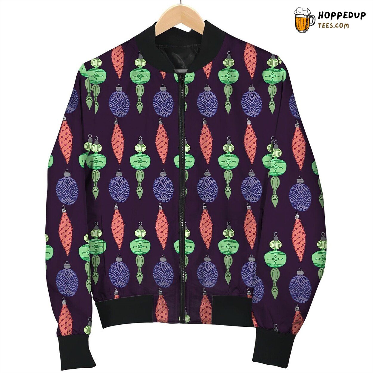 Christmas Bulb Pattern By Courtney Graben Bomber Jacket
