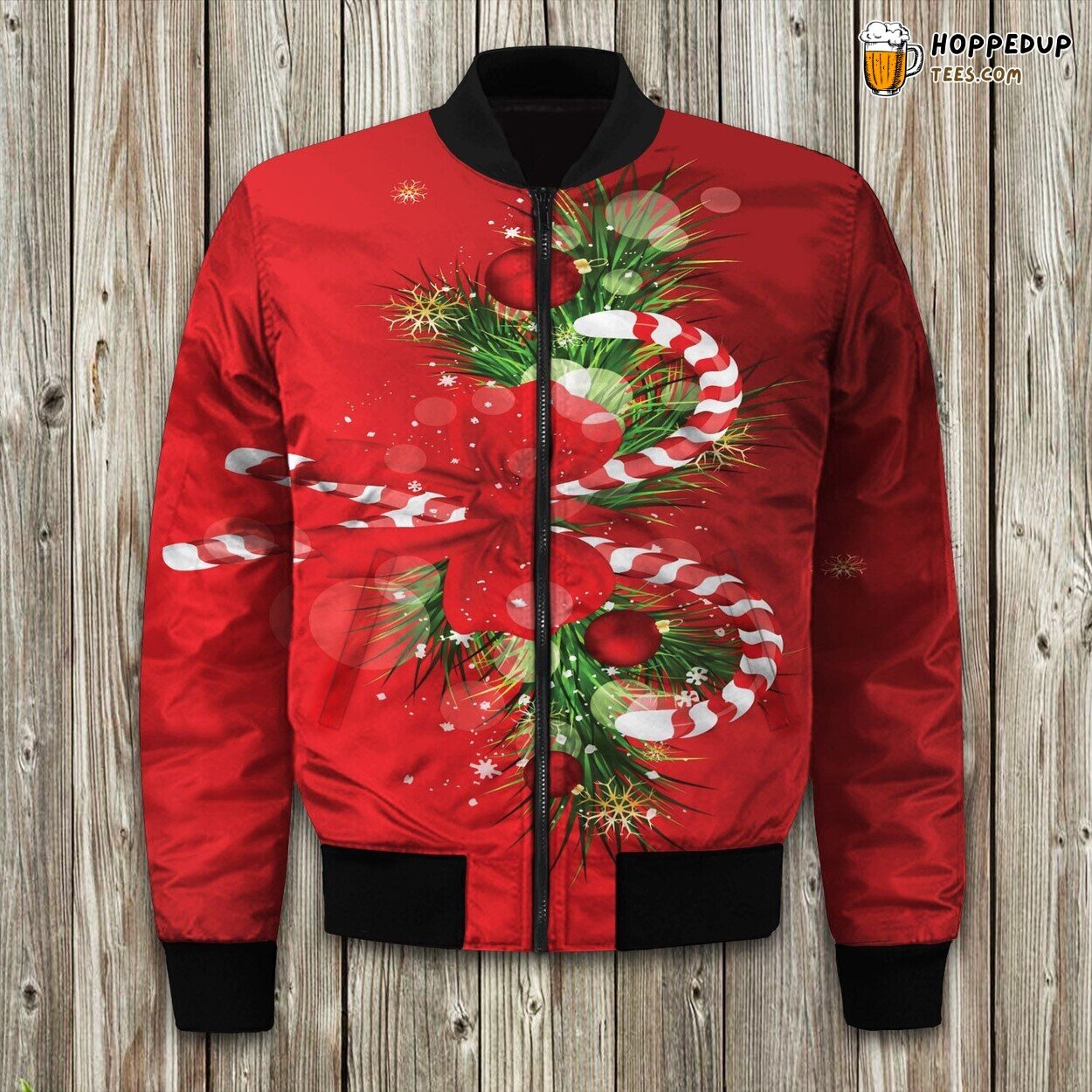 Christmas Candy Cane Bomber Jacket