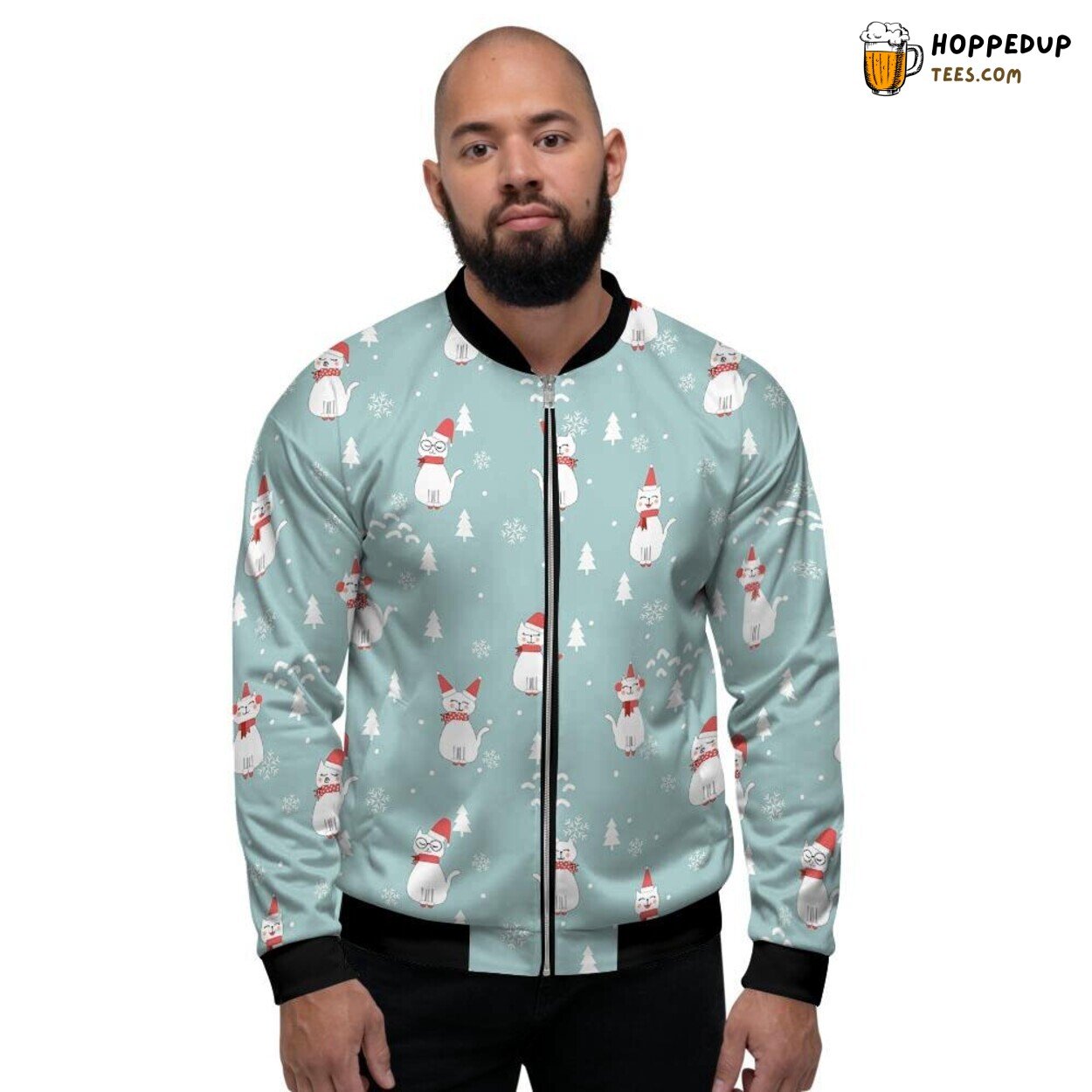 Christmas Celebrated Feline Art Cat Print Men’s Bomber Jacket Festive Charm Christmas Celebrated Feline Art Cat Print Men’s Bomber Jacket Festive Charm