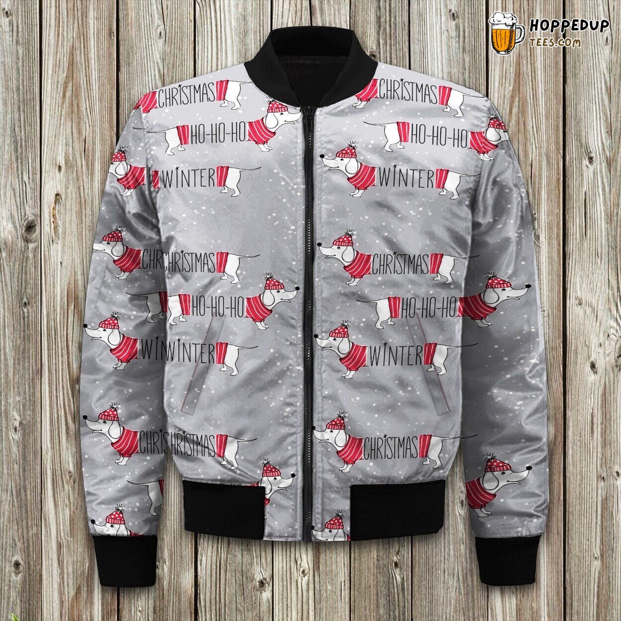 Christmas Dachshund Winter Bomber Jacket Elegance Luxurious Warm Comfort Theme