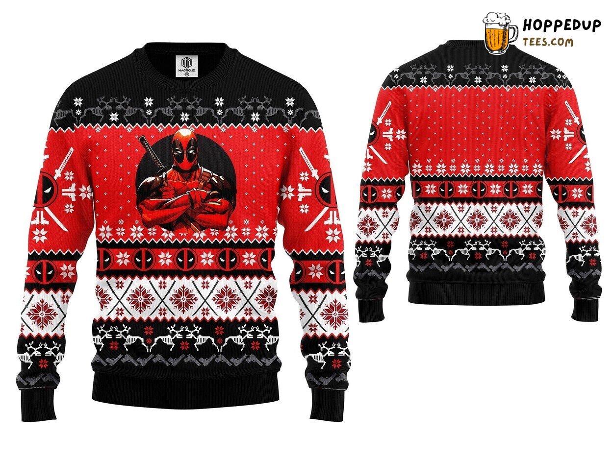 Christmas Deadpool Ugly Sweater Superhero Themed Winter Apparel