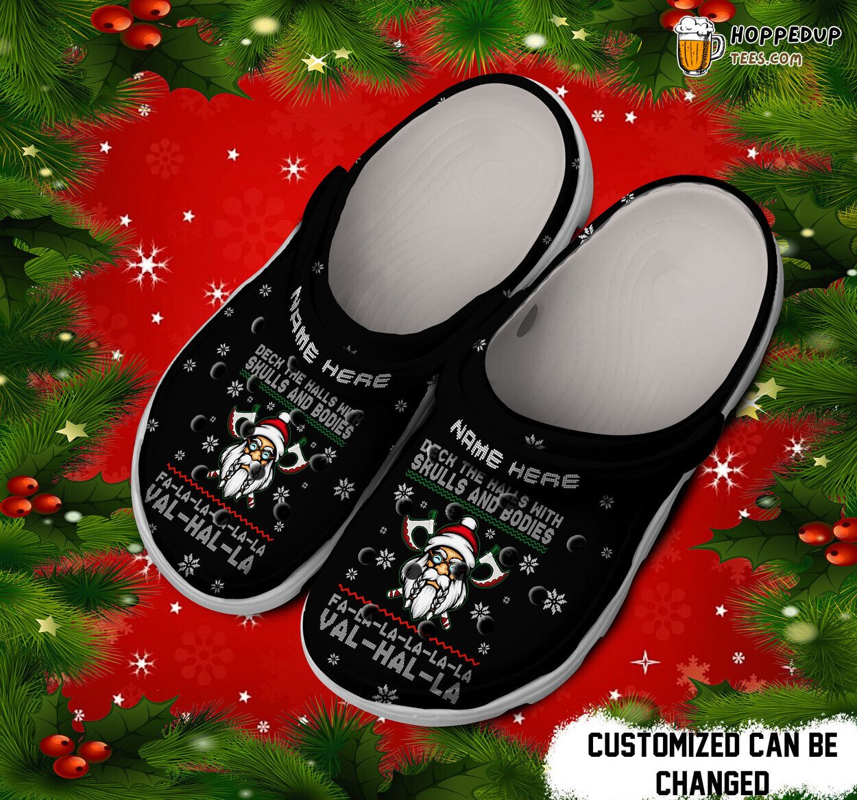 Christmas Deck Halls Skulls Bodies Themed Comfortable Clogs
