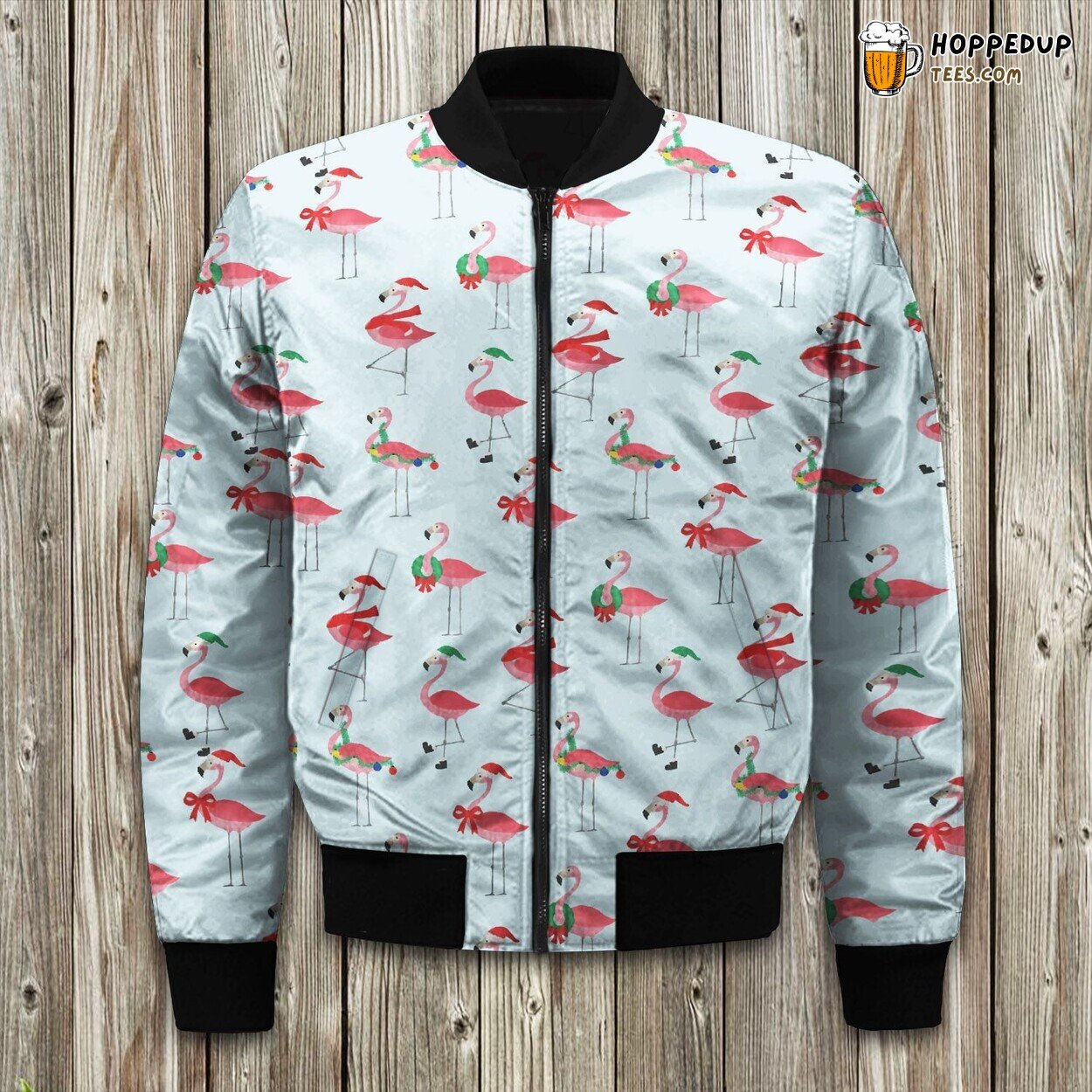 Christmas Flamingo Bomber Jacket