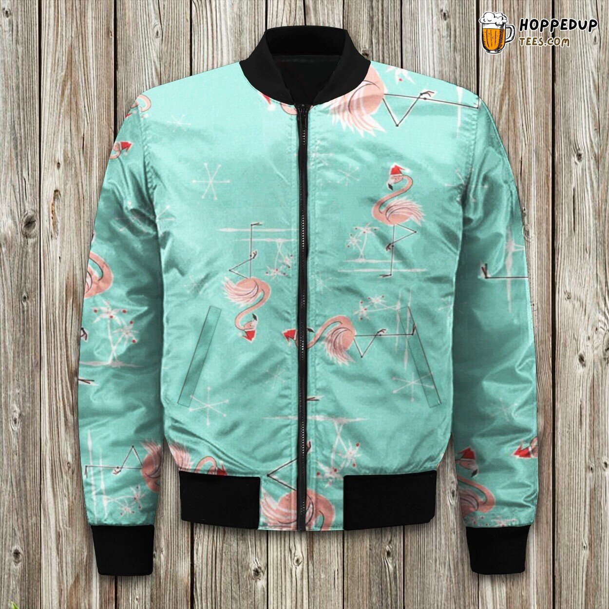 Christmas Flamingos Bomber Jacket