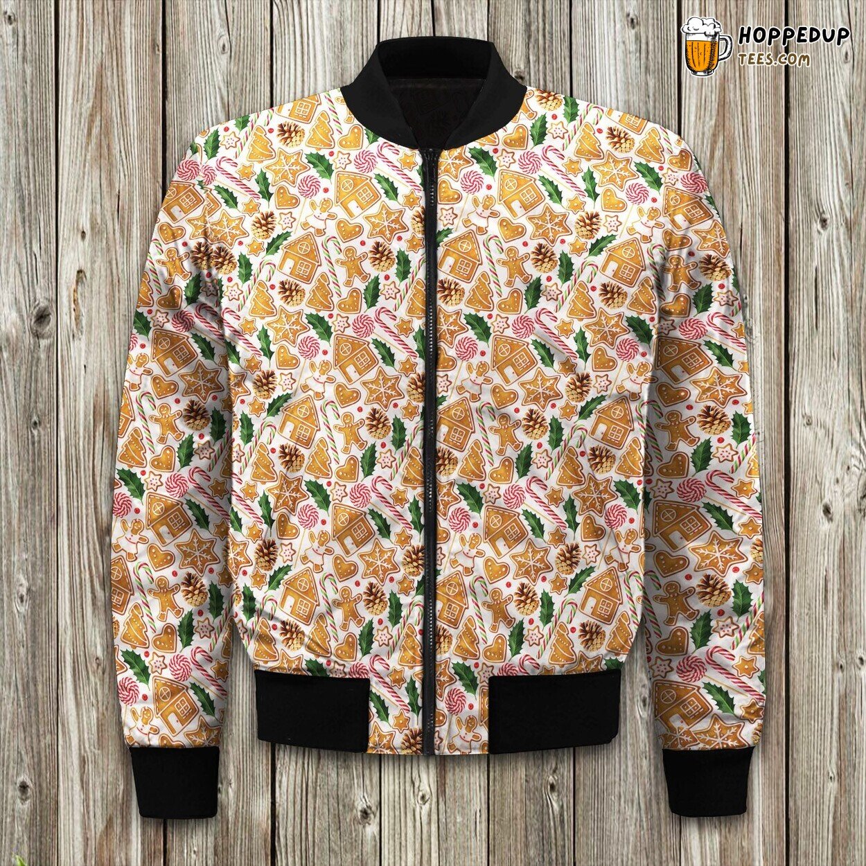 Christmas Ginger Bread Bomber Jacket