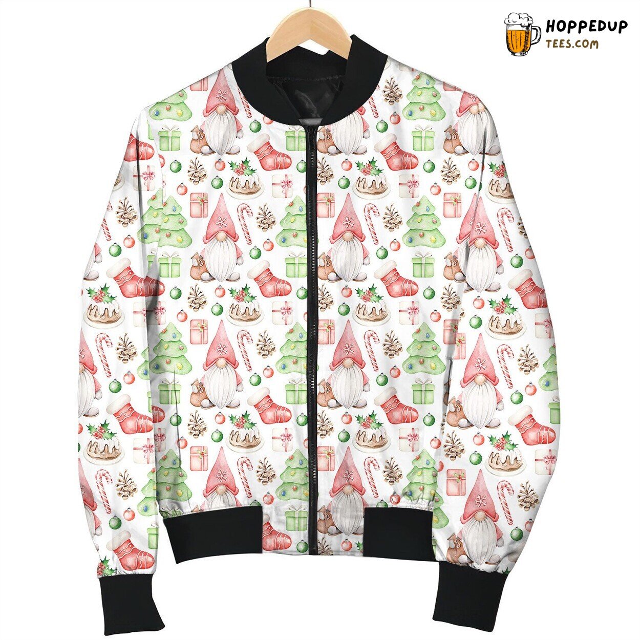 Christmas Happy Gnomes Bomber Jacket